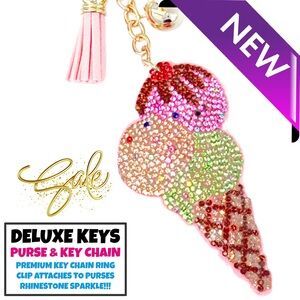 DeLuxe Keys Rhinestone Keychain/Purse Chain 3Scoop Ice Cream
